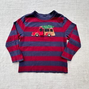 Hanna Andersson Navy & Red Stripe Lift-the-Flap Xmas Gnome Tee VGUC 4